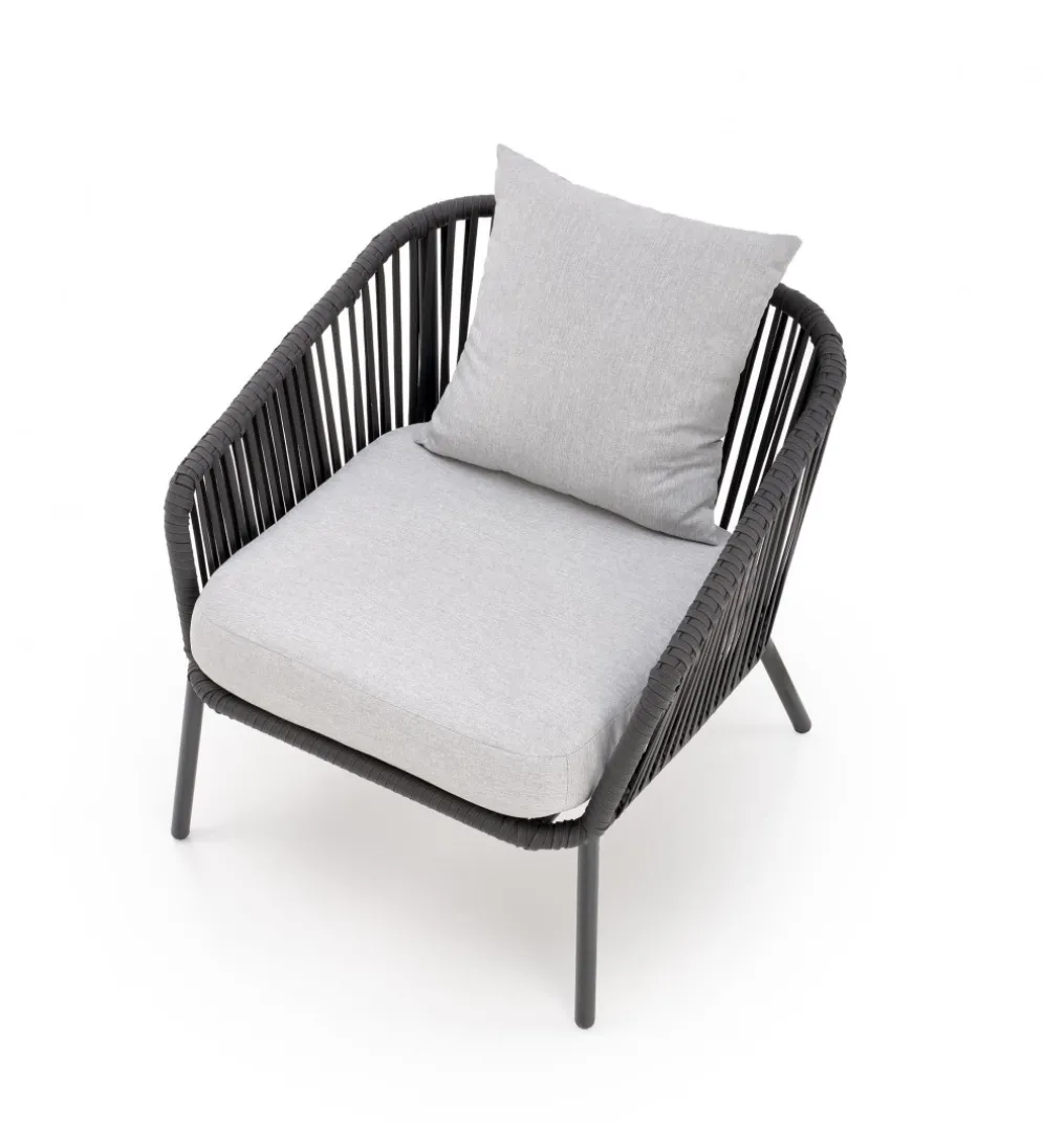 Zestaw ogrodowy ROCCA ciemnoszary - sofa + 2 x fotel + ława