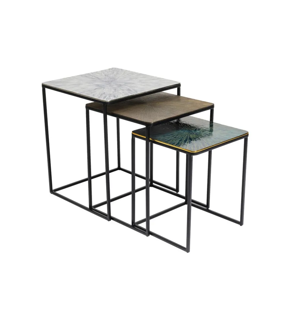 Zestaw 3 stolików kawowych RAY SQUARE 37 cm 43 cm 48 cm