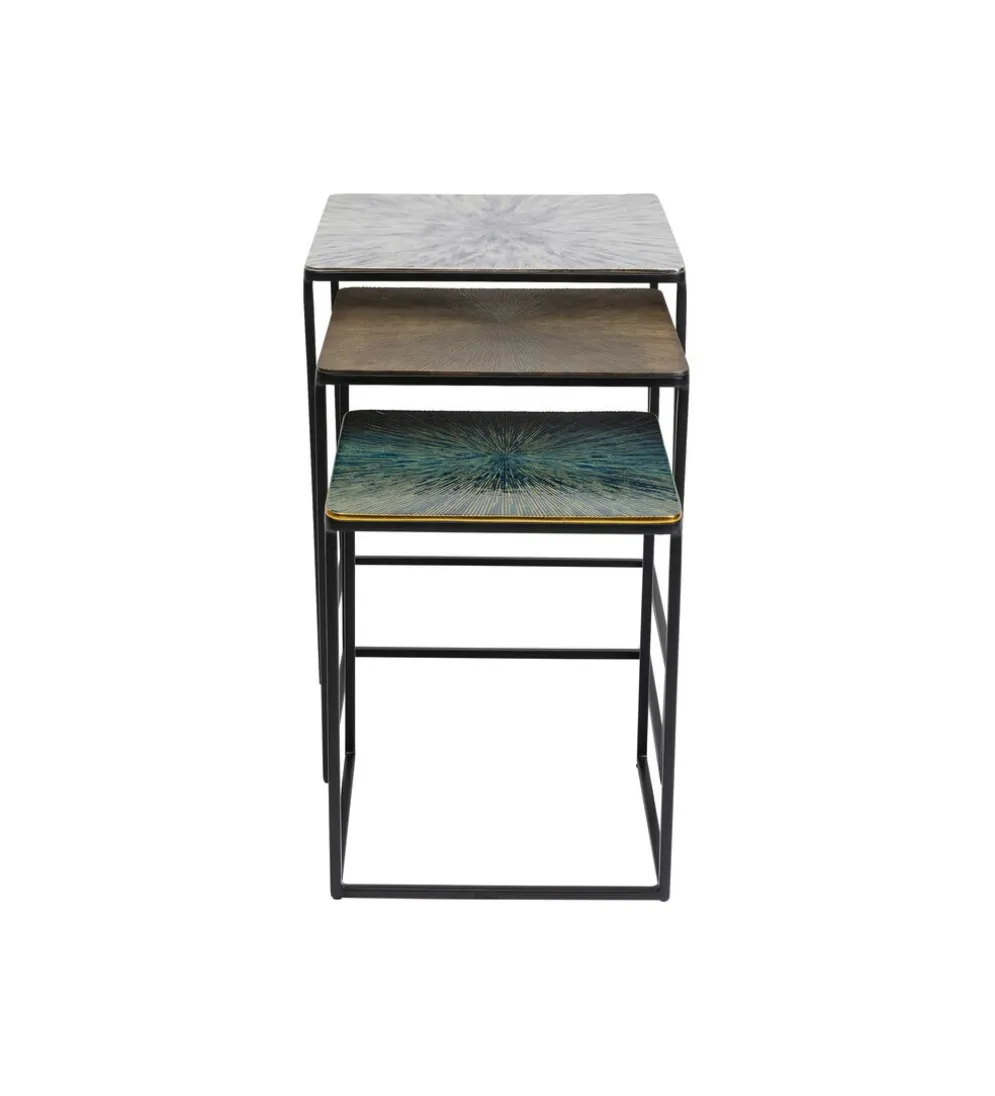 Zestaw 3 stolików kawowych RAY SQUARE 37 cm 43 cm 48 cm
